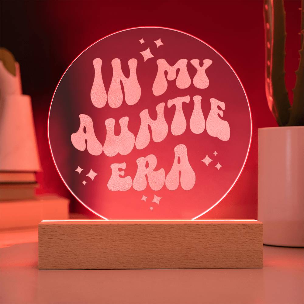 In My Auntie Era Engraved Circle Acrylic Plaque, Family Holiday Birthday Christmas Aunt Gift
