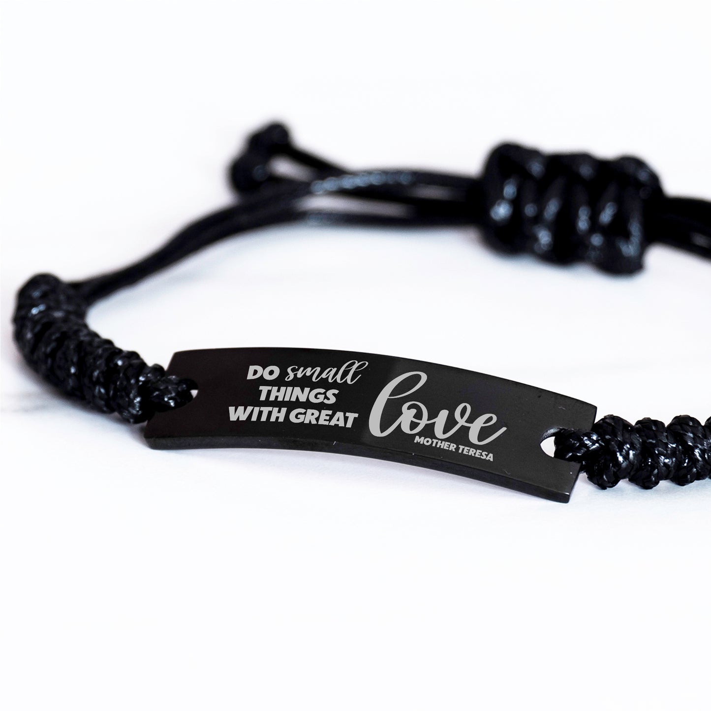 Do Small Things With Great Love Bracelet, Mother Teresa Quote, Inspirational Gift, Engraved Rope Bracelet