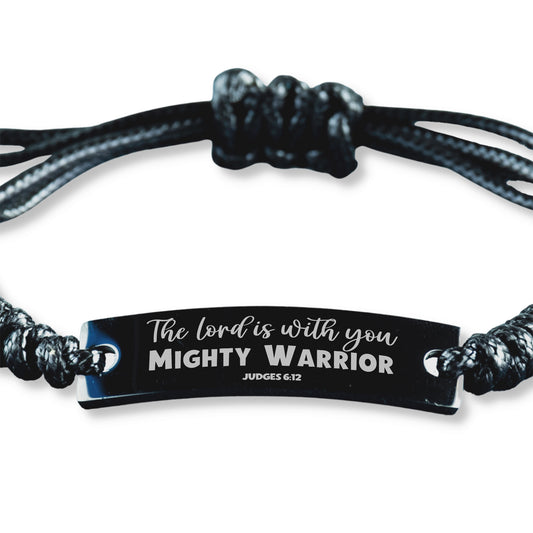 Judges 6:12, The Lord is With You Mighty Warrior Bracelet, Engraved Bible Verse Faint Scripture Christian Gift, Rope Bracelet