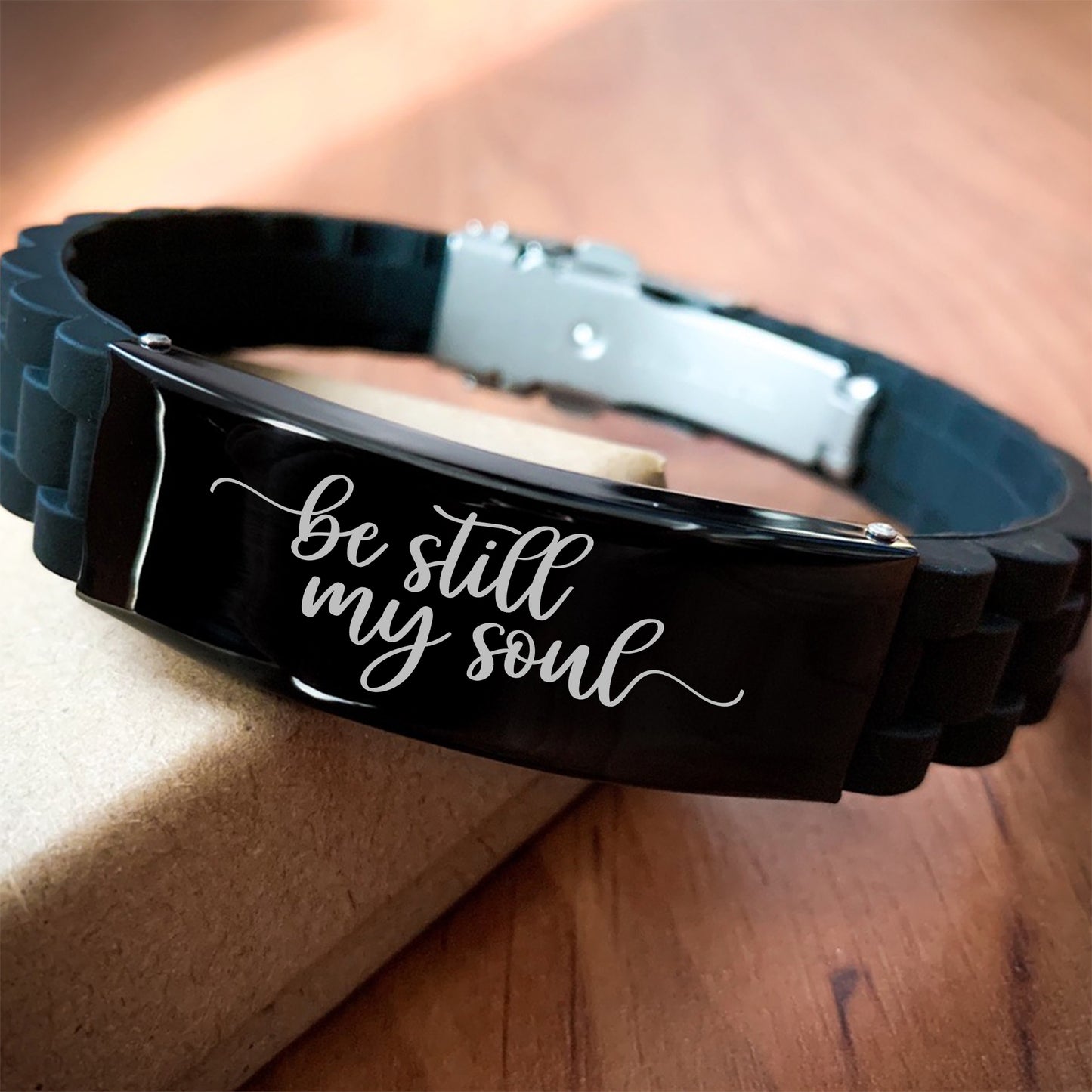 Be Still My Soul Bracelet, Trust in the Lord, Engraved Bible Verse God Faith Scripture Christian Gift, Silicone Bracelet