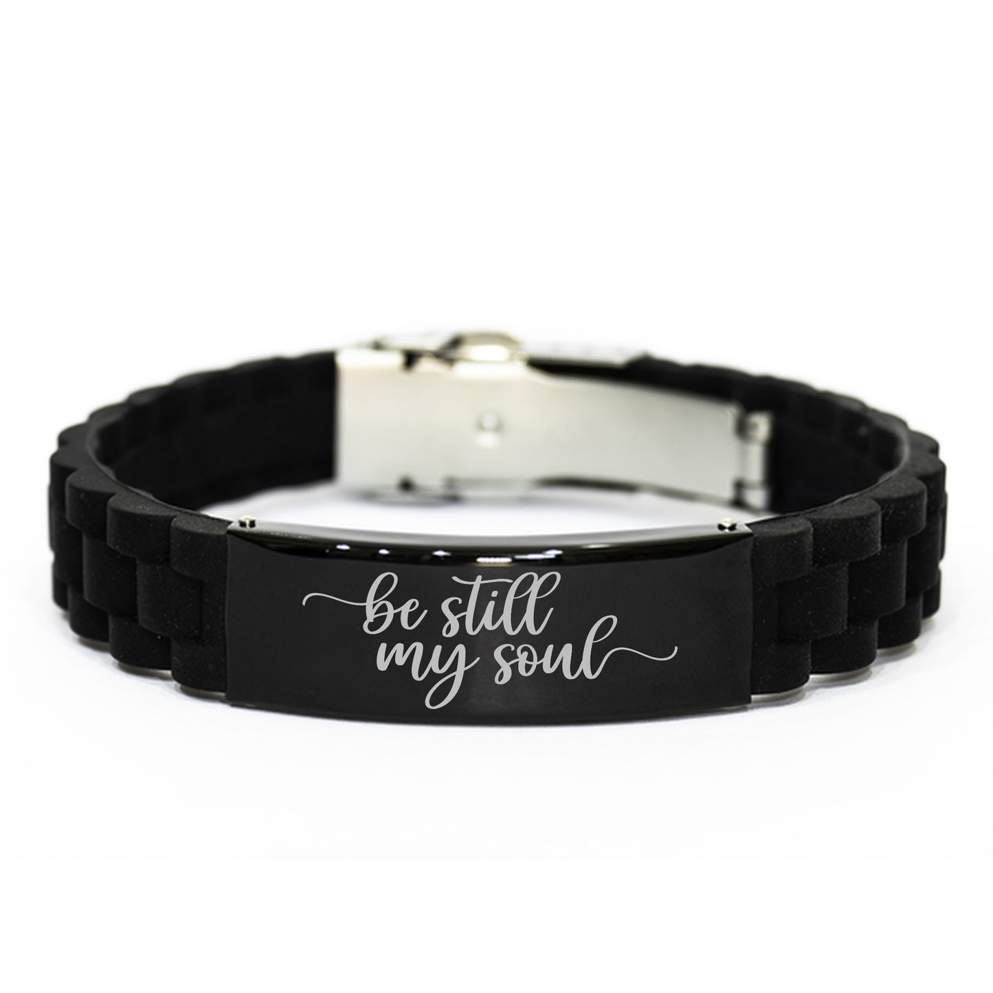 Be Still My Soul Bracelet, Trust in the Lord, Engraved Bible Verse God Faith Scripture Christian Gift, Silicone Bracelet