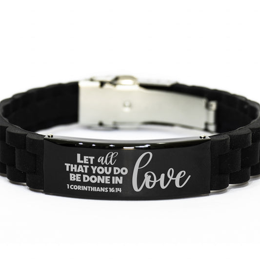 1 Corinthians 16:14, Let All That You Do Be Done In Love Bracelet, Engraved Bible Verse Mindful Christian Gift, Rope Bracelet