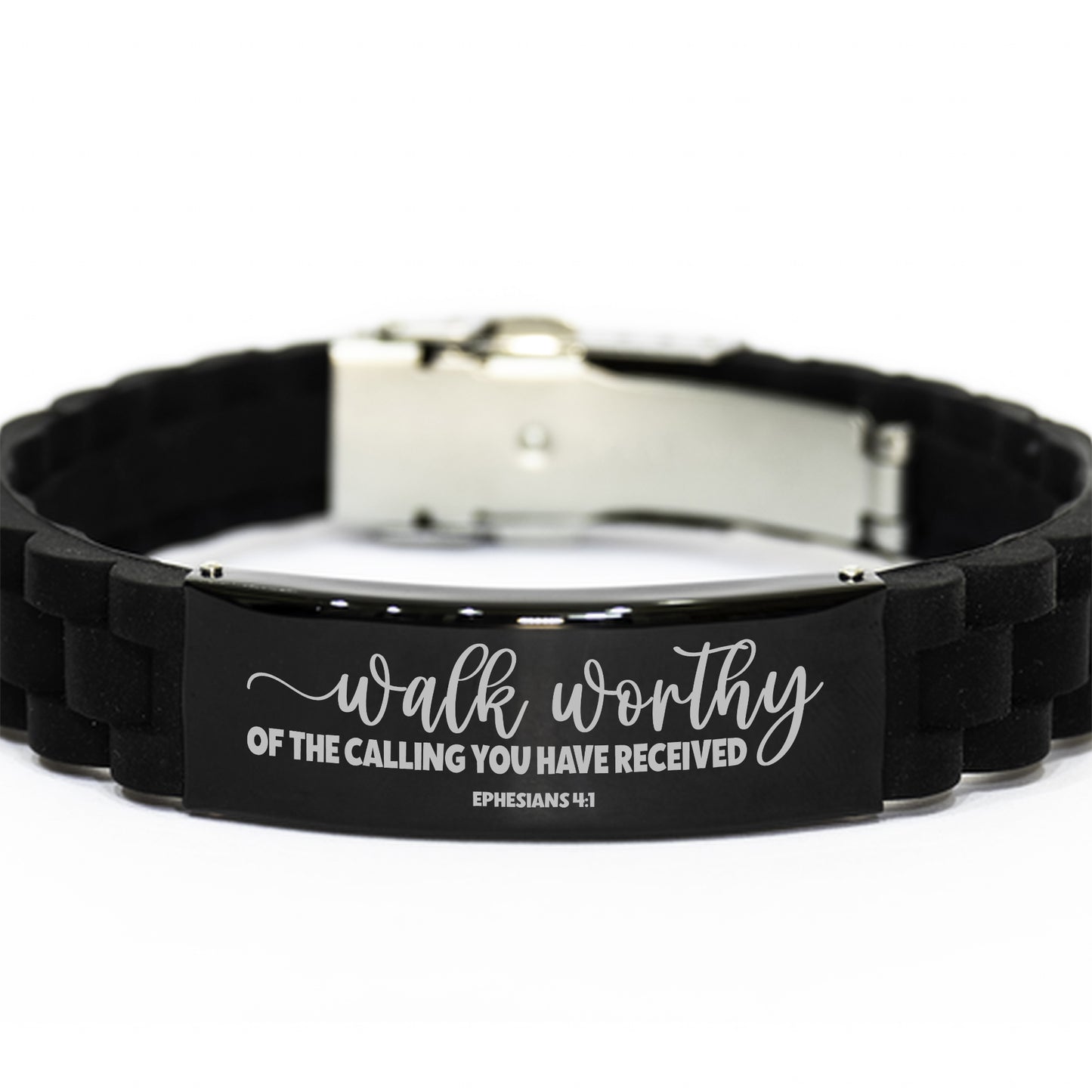 Ephesians 4:1, Walk Worthy Live A Life Worthy Of The Calling Bracelet, Engraved Bible Verse Family Christian Gift, Silicone Bracelet