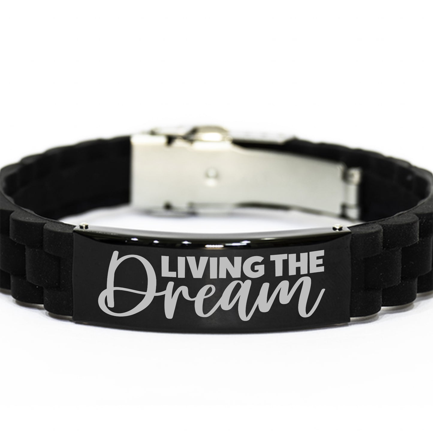 Living The Dream Bracelet, Livin' The Dream, Engraved Joyful Living Mindfulness Gift, Silicone Bracelet