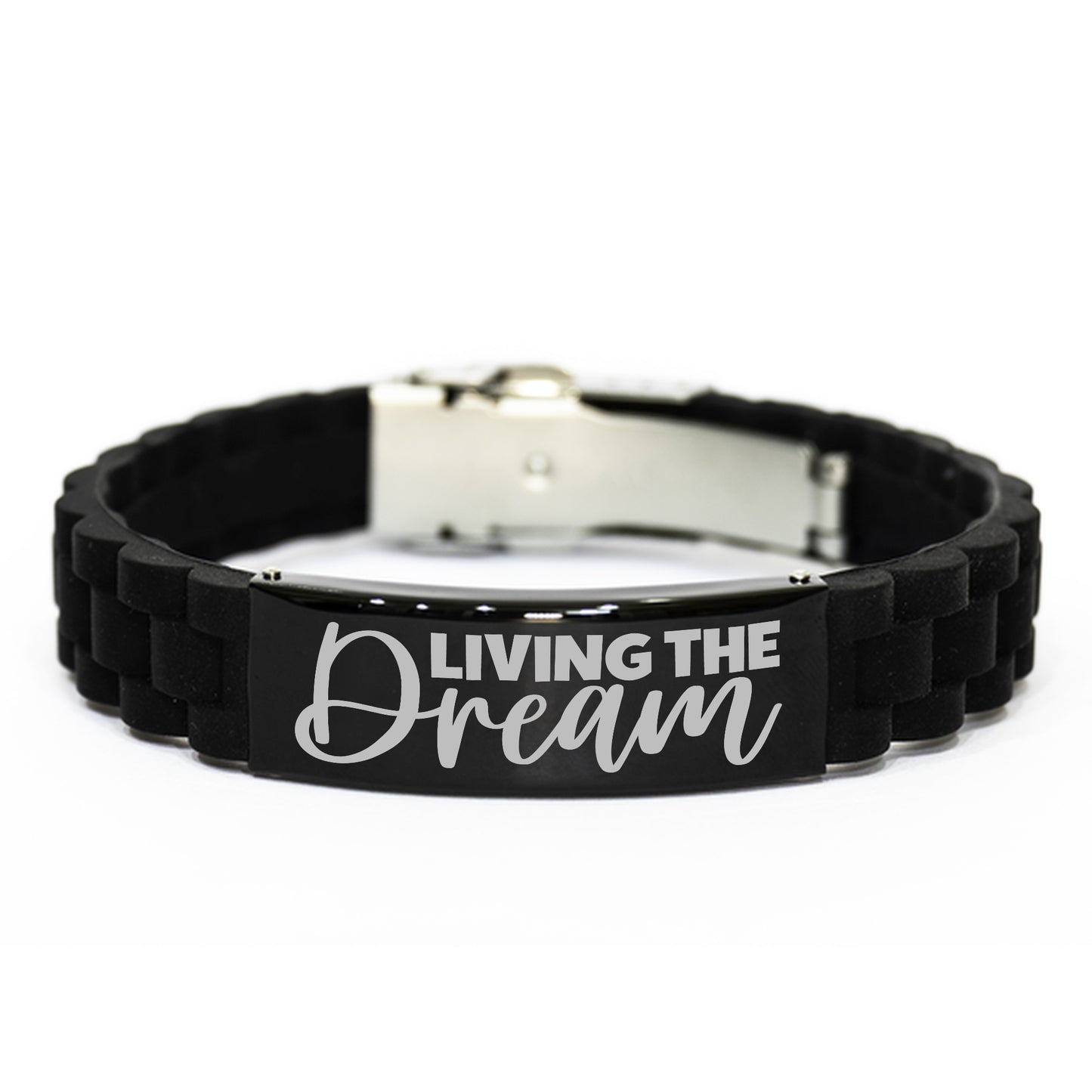 Living The Dream Bracelet, Livin' The Dream, Engraved Joyful Living Mindfulness Gift, Silicone Bracelet