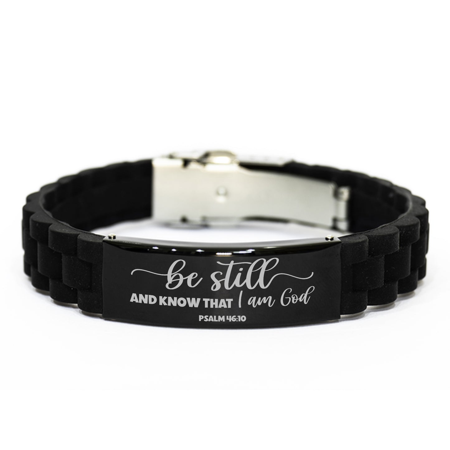 Psalm 46:10, Be Still And Know That I Am God Bracelet, Engraved Bible Verse Family Scripture Mindful Christian Gift,, Silicone Bracelet