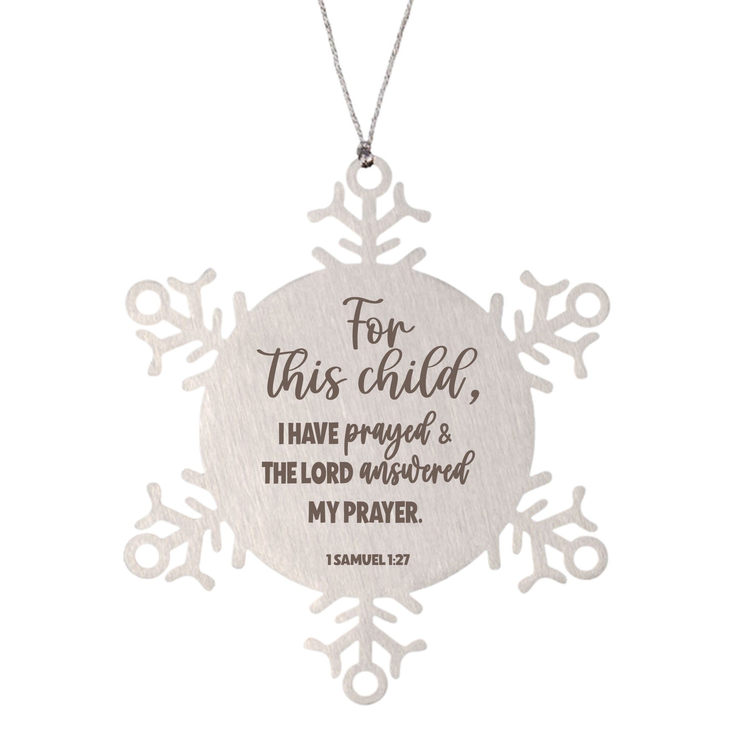 1 Samuel 1:27, For This Child I Have Prayed Ornament, Engraved Bible Verse Nursery Scripture Christmas Ornament