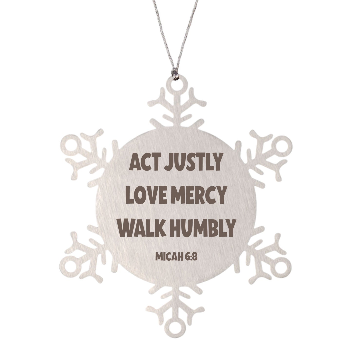 Micah 6:8, Act Justly, Love Mercy, Walk Humbly Ornament, Engraved Bible Verse Family Scripture Christmas Ornament