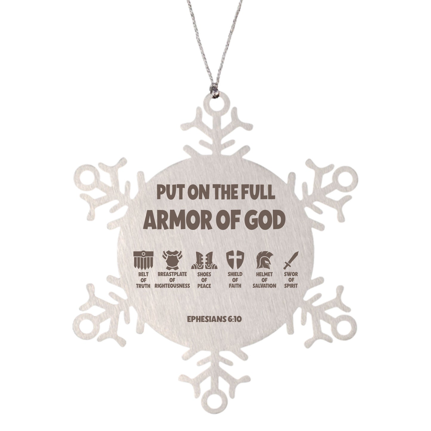 Ephesians 6:10, Put On The Full Armor of God Ornament, Engraved Bible Verse Family Scripture Christmas Ornament