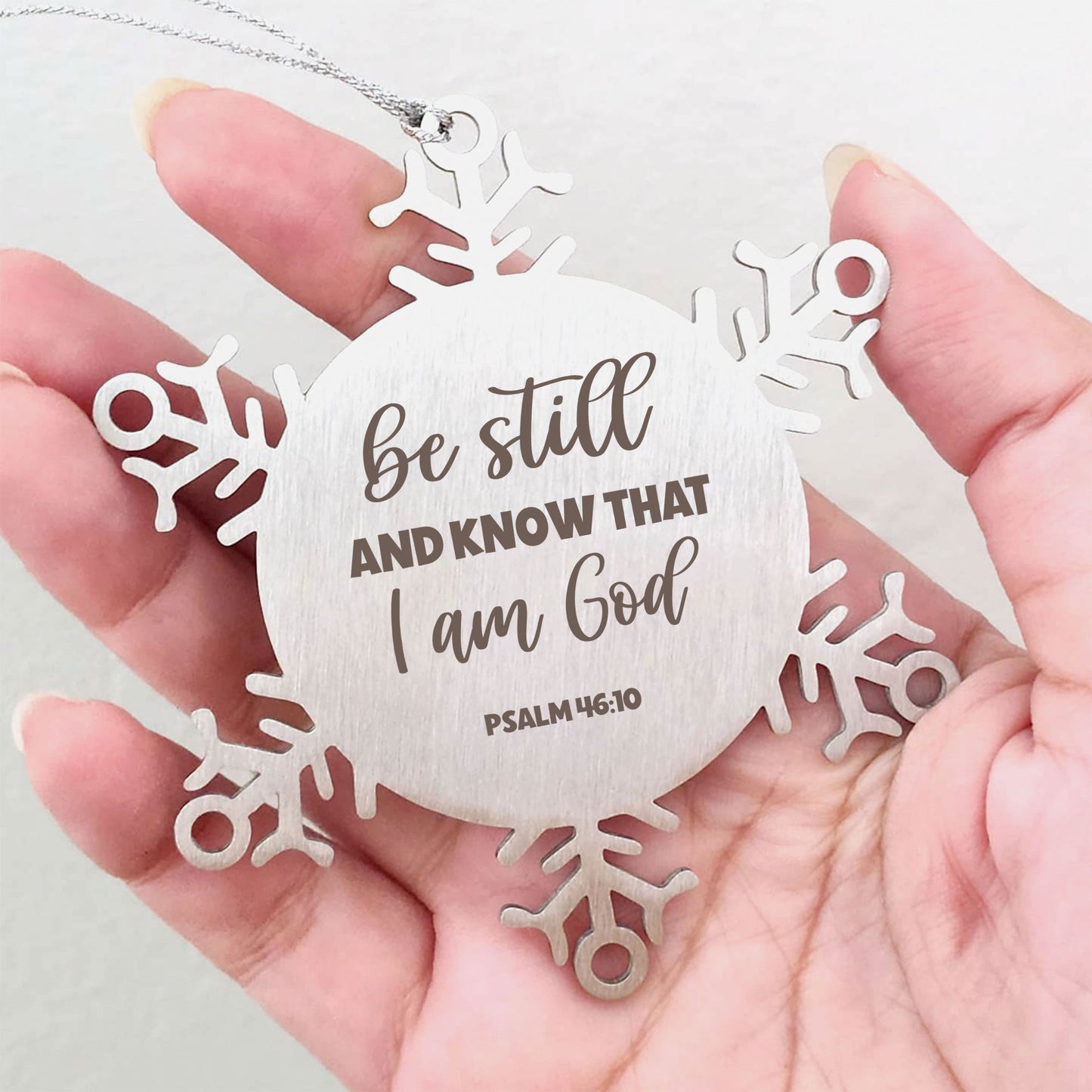 Psalm 46:10, Be Still And Know That I Am God Ornament, Engraved Bible Verse Family Scripture Christmas Ornament