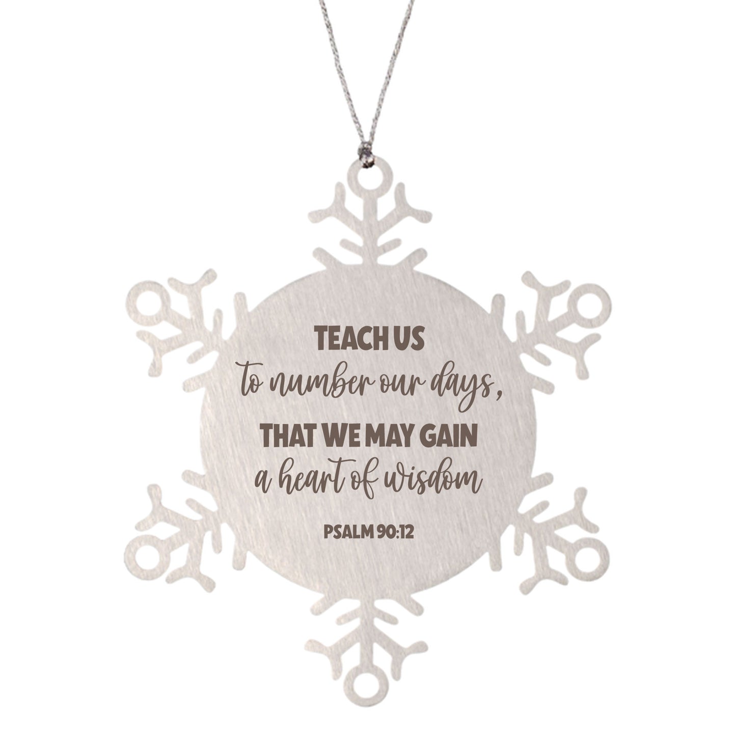 Psalm 90:12, Teach Us to Number Our Days Ornament, Engraved Bible Verse Family Scripture Christmas Ornament