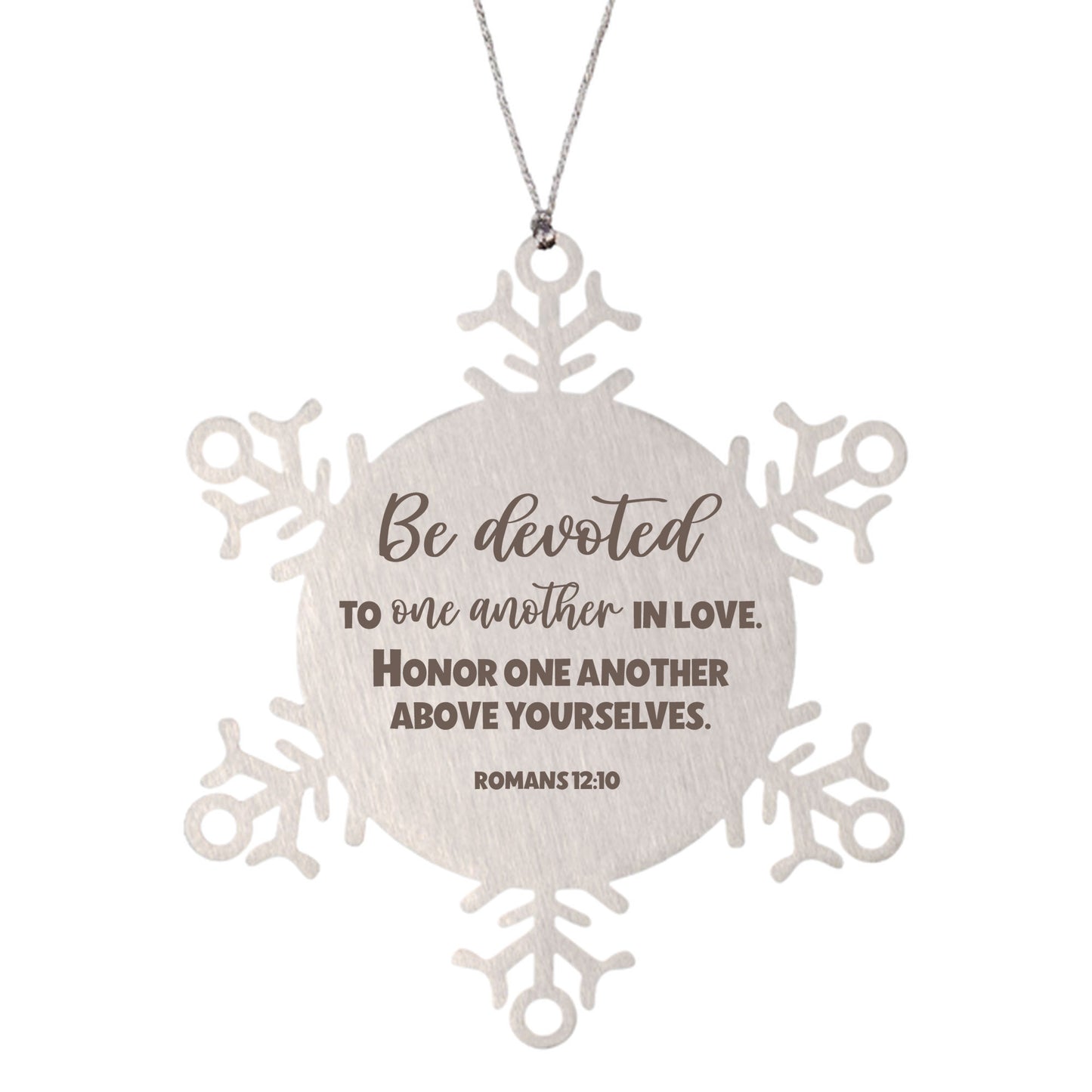 Romans 12:10, Be Devoted to One Another Ornament, Anniversary Gift, Wedding Gift, Engraved Christmas Ornament