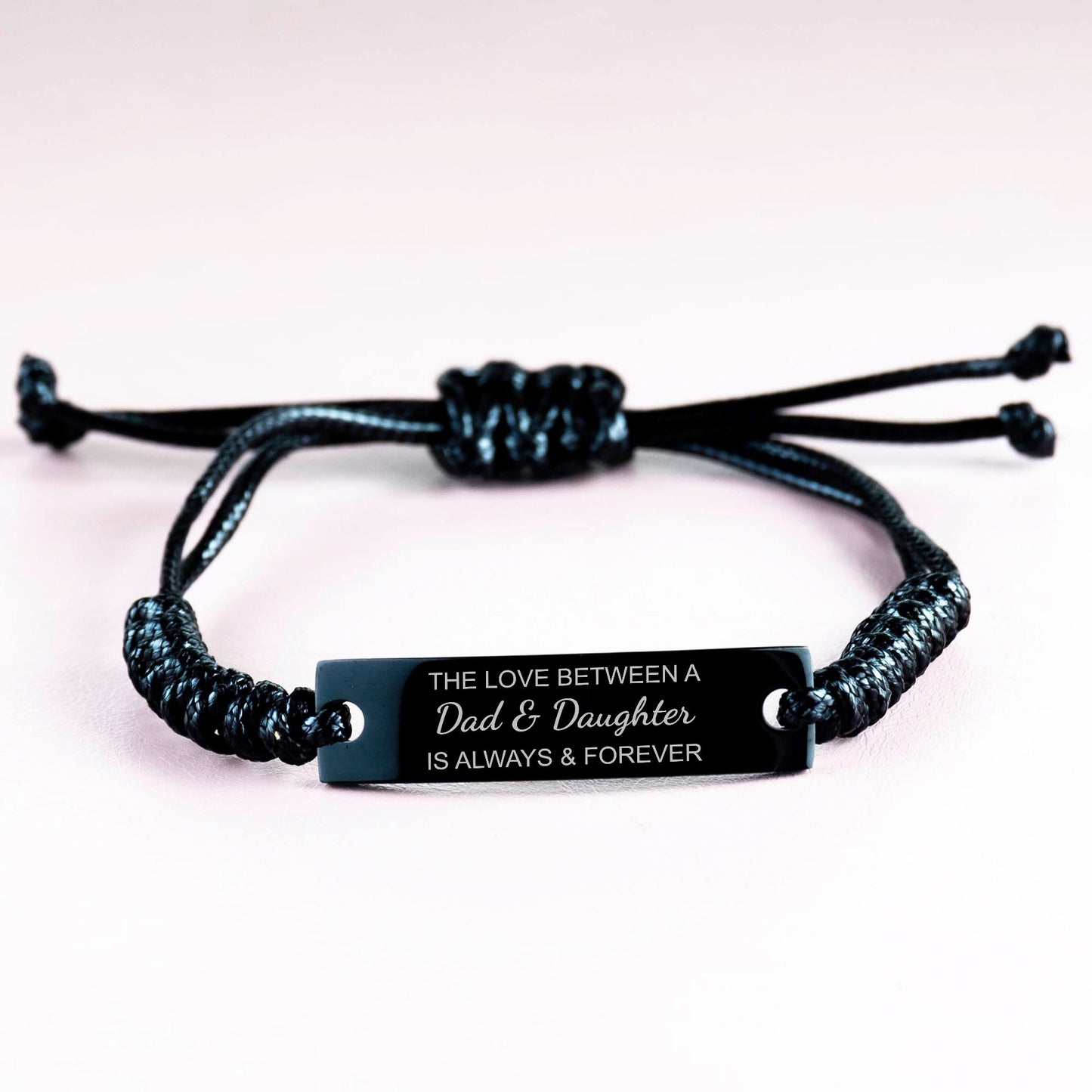 The Love Between a Dad and Daughter is Always and Forever Bracelet, Dad Daughter Bracelet, Black Braided Rope Bracelet