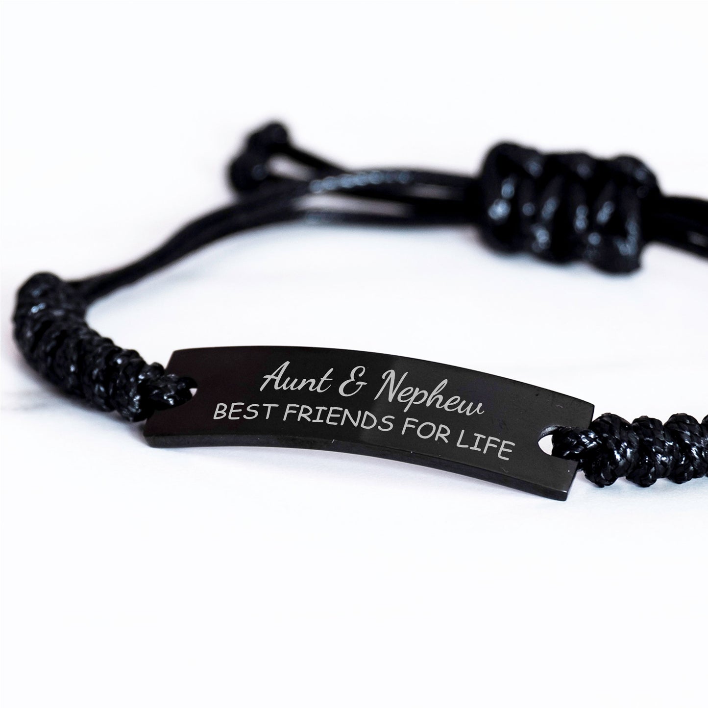 Aunt and Nephew Best Friends for Life Bracelet, Aunt Nephew Bracelet, Black Braided Rope Bracelet