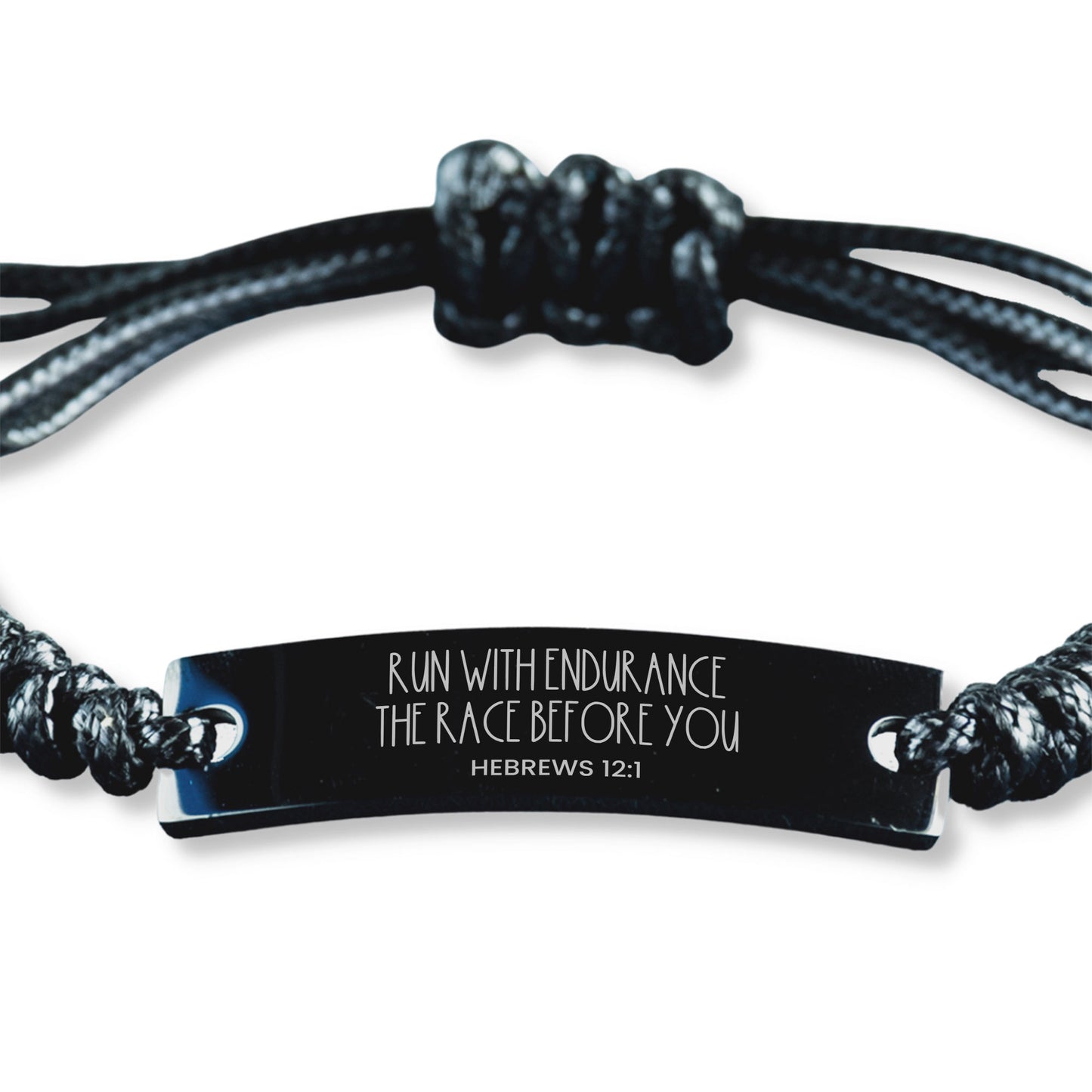 Run With Endurance The Race Before You, Hebrews 12:1 Bracelet, Bible Verse Bracelet, Christian Bracelet, Easter Gift, Black Rope Bracelet