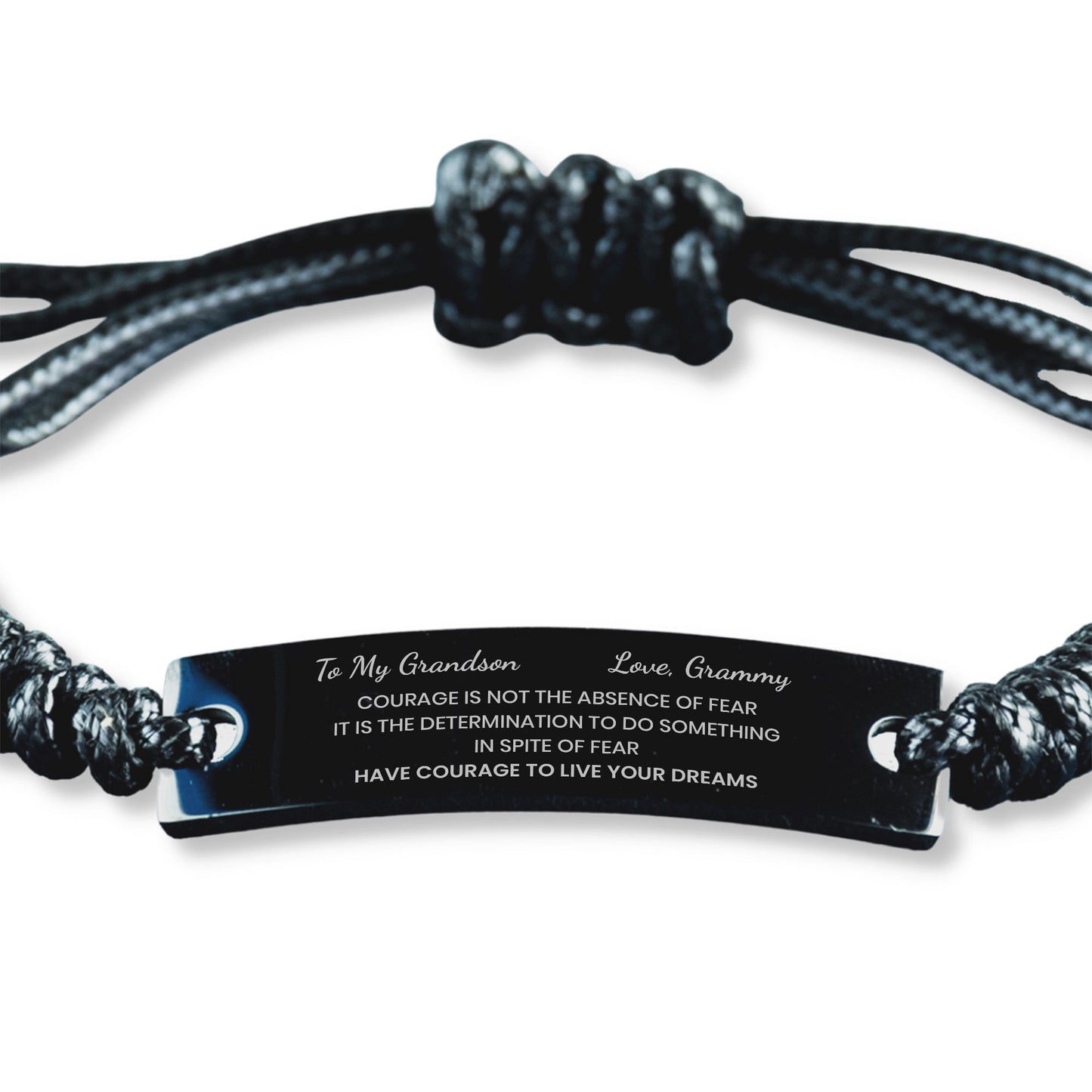 To My Grandson Bracelet from Grammy, Gift for Grandson, Black Braided Rope Bracelet, Courage Dreams