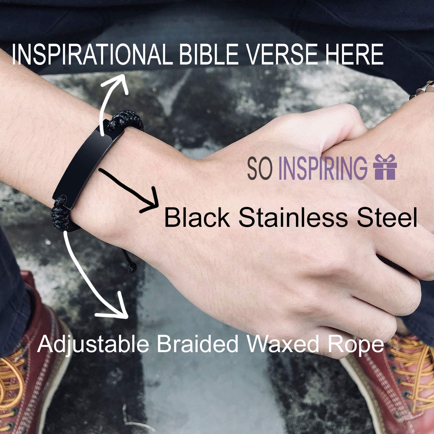 Bible Verse Bracelet, Proverbs 31 8 Bracelet, Christian Bracelet, Christian Birthday Gift, Black Braided Rope Bracelet, Gift for Christian.