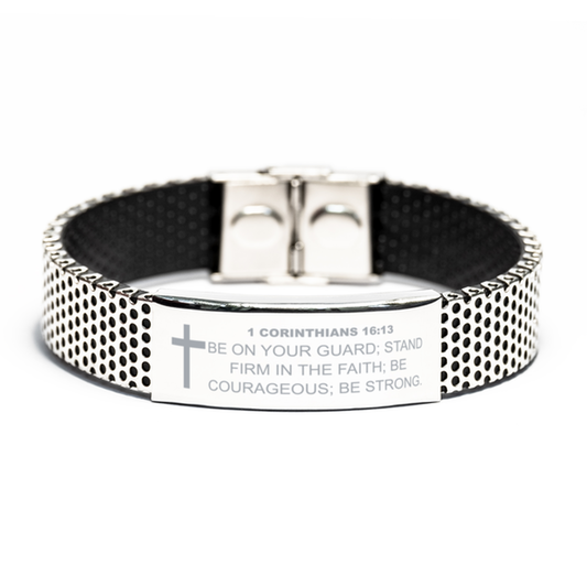 1 Corinthians 16 13 Bracelet, Bible Verse Bracelet, Christian Bracelet, Christian Birthday Gift, Stainless Steel Bracelet, Gift for Christian.