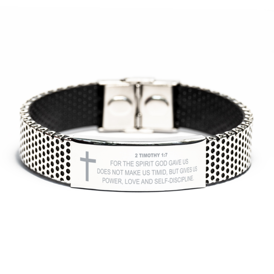 2 Timothy 1 7 Bracelet, Bible Verse Bracelet, Christian Bracelet, Christian Birthday Gift, Stainless Steel Bracelet, Gift for Christian.