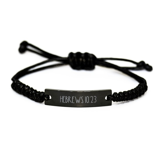 Bible Verse Bracelet, Hebrews 10 23 Bracelet, Christian Bracelet, Christian Birthday Gift, Black Braided Rope Bracelet, Gift for Christian.