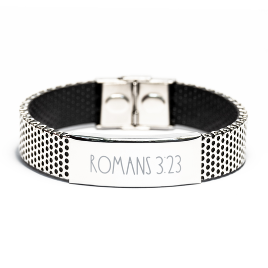 Bible Verse Bracelet, Romans 3 23 Bracelet, Christian Bracelet, Christian Birthday Gift, Stainless Steel Bracelet, Gift for Christian.