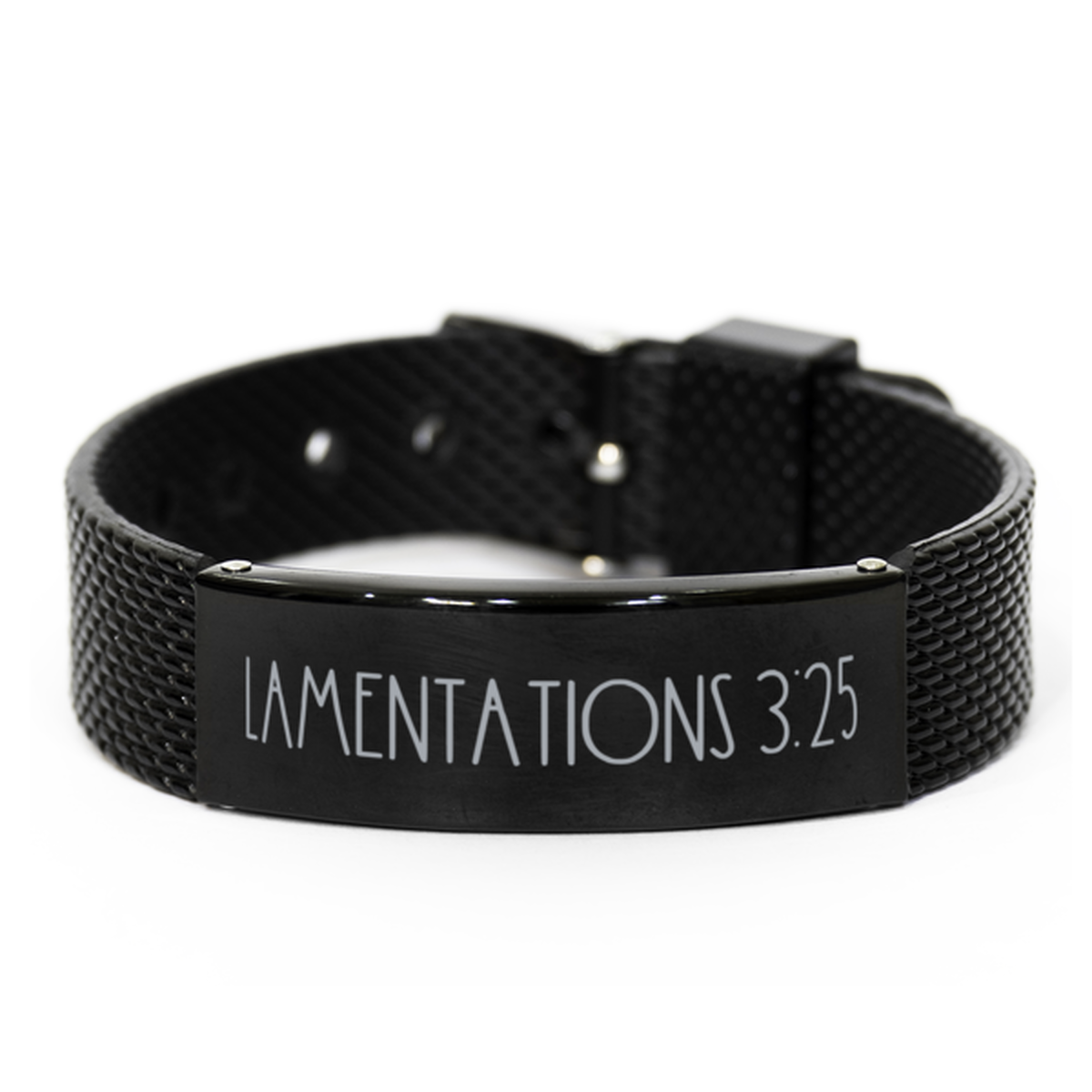 Bible Verse Bracelet, Lamentations 3 25 Bracelet, Christian Bracelet, Christian Birthday Gift, Black Stainless Steel Leather Bracelet, Gift for Christian.