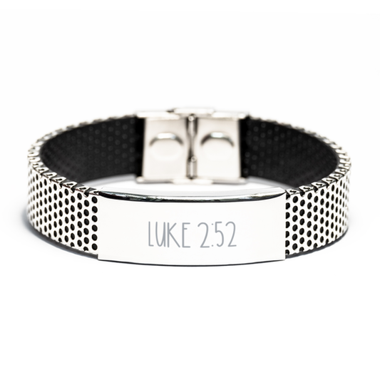 Bible Verse Bracelet, Luke 2 52 Bracelet, Christian Bracelet, Christian Birthday Gift, Stainless Steel Bracelet, Gift for Christian.