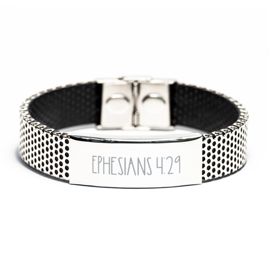 Bible Verse Bracelet, Ephesians 4 29 Bracelet, Christian Bracelet, Christian Birthday Gift, Stainless Steel Bracelet, Gift for Christian.