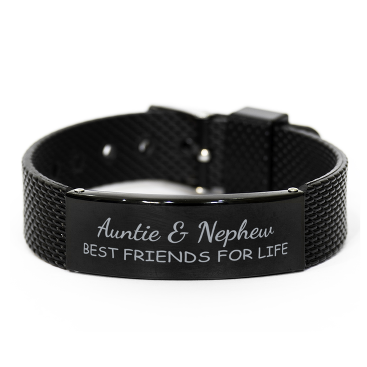 Auntie and Nephew Best Friends for Life Bracelet, Auntie Nephew Bracelet, Black Stainless Steel Leather Bracelet, Birthday, Christmas.