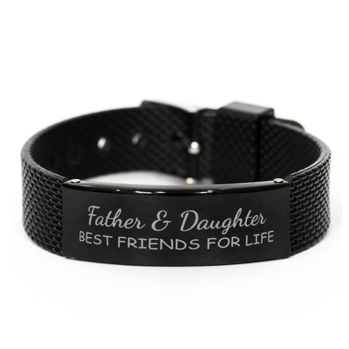 Father and Daughter Best Friends for Life Bracelet, Father Daughter Bracelet, Black Stainless Steel Leather Bracelet, Birthday, Christmas.