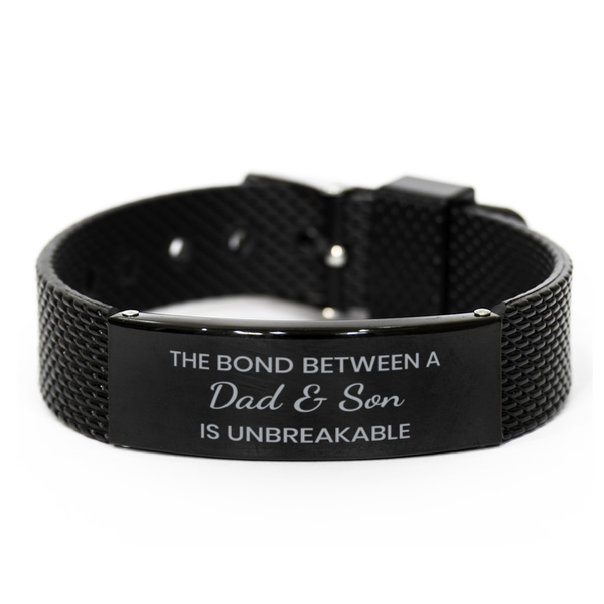 The Bond Between a Dad and Son is Unbreakable Bracelet, Dad Son Bracelet, Black Stainless Steel Leather Bracelet, Christmas.