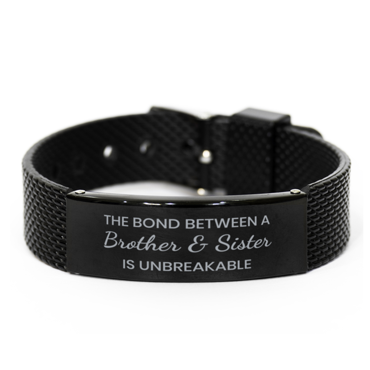 The Bond Between a Brother and Sister is Unbreakable Bracelet, Sister Brother Bracelet, Black Stainless Steel Leather Bracelet, Christmas.