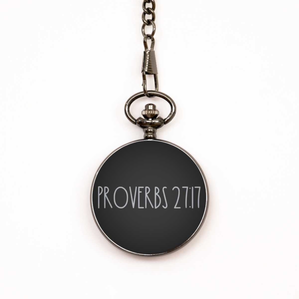 Bible Verse Pocket Watch, Proverbs 27 17 Pocket Watch, Christian Watch for Men Women, Black Engraved Pocket Watch, Birthday, Christmas Gift.