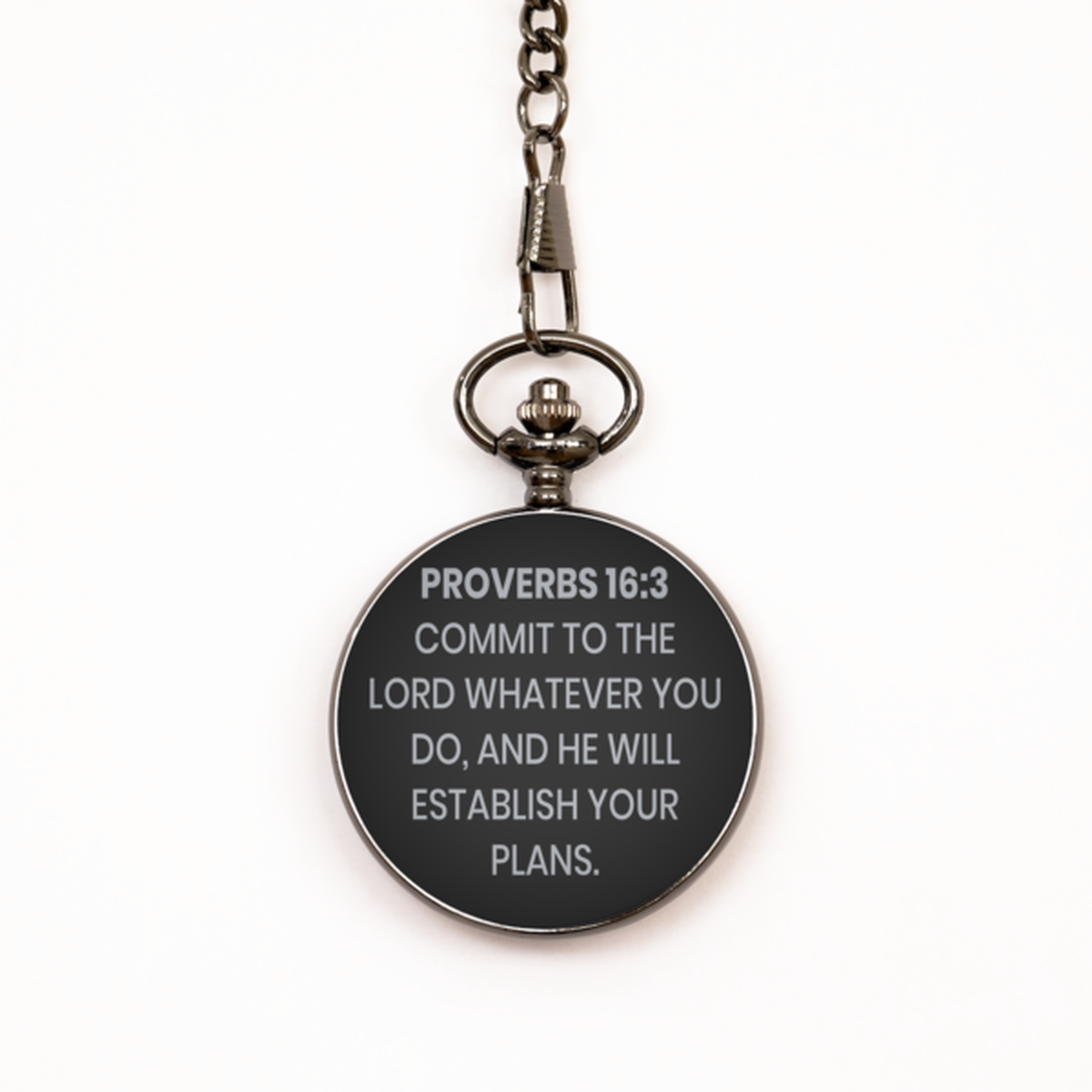 Proverbs 16:3 Pocket Watch, Bible Verse Pocket Watch, Christian Pocket Watch, Christian Birthday Gift, Engraved Pocket Watch, Gift for Christian.
