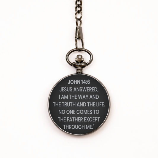 John 14:6 Pocket Watch, Bible Verse Pocket Watch, Christian Pocket Watch, Christian Birthday Gift, Engraved Pocket Watch, Gift for Christian.