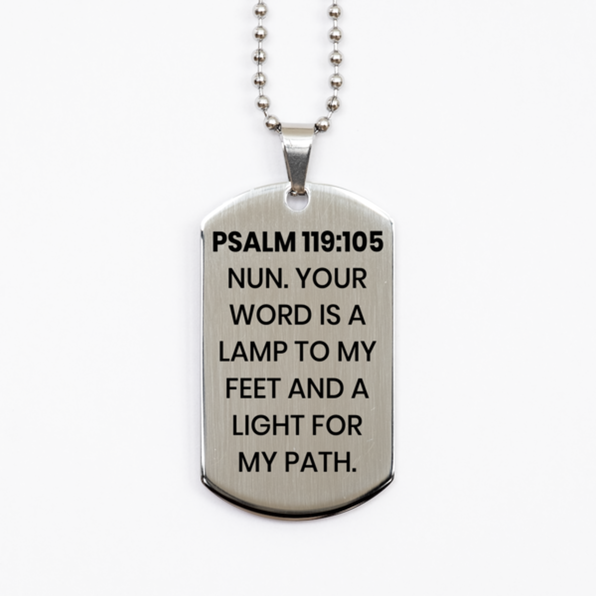 Psalm 119:105 Necklace, Bible Verse Necklace, Christian Necklace, Christian Birthday Gift, Stainless Steel Dog Tag Necklace, Gift for Christian.