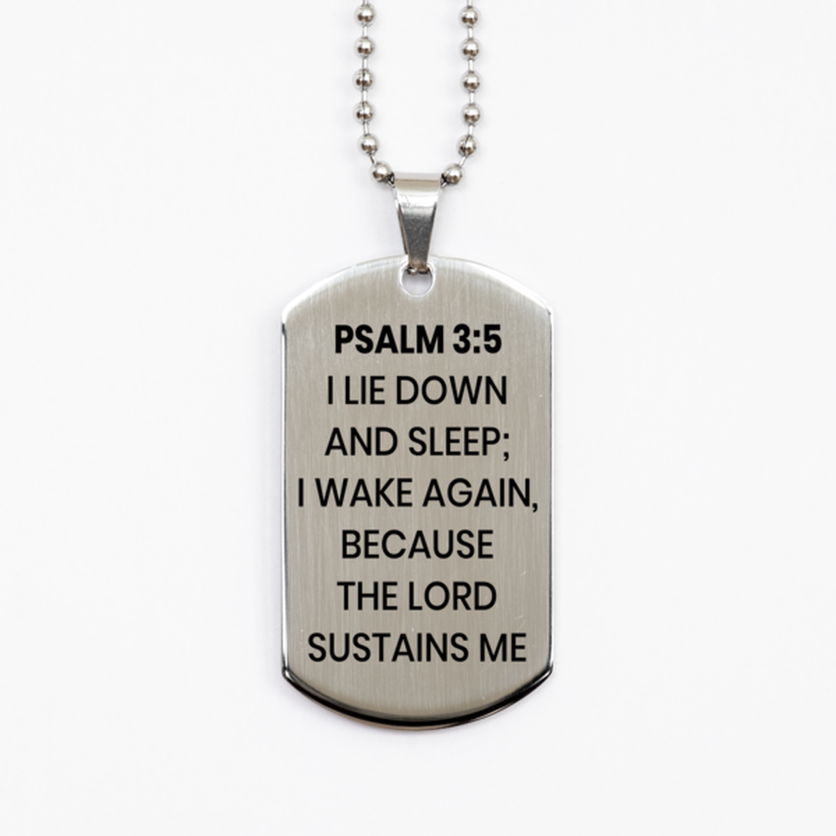 Psalm 3:5 Necklace, Bible Verse Necklace, Christian Necklace, Christian Birthday Gift, Stainless Steel Dog Tag Necklace, Gift for Christian.