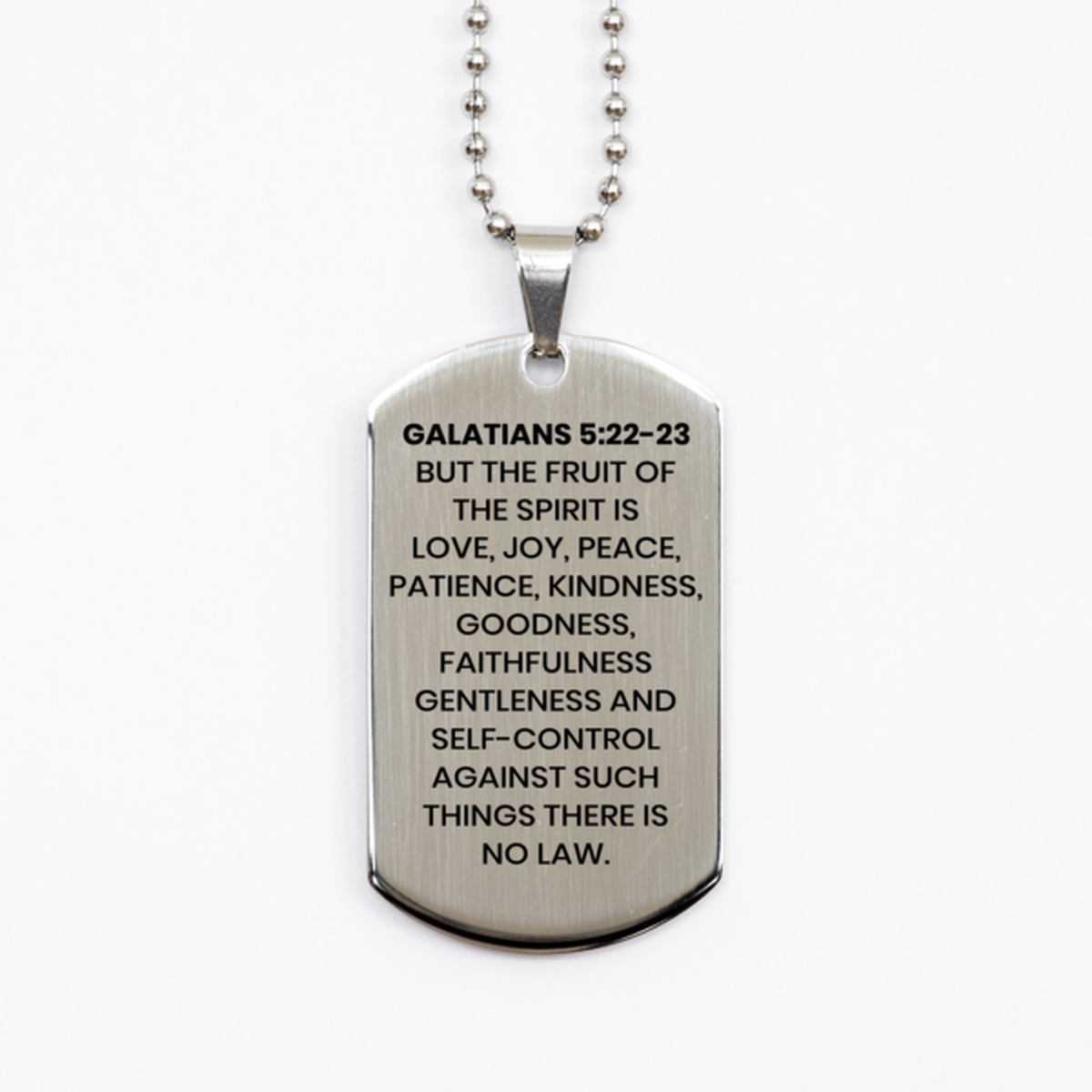 Galatians 5:22-23 Necklace, Bible Verse Necklace, Christian Necklace, Christian Birthday Gift, Stainless Steel Dog Tag Necklace, Gift for Christian.