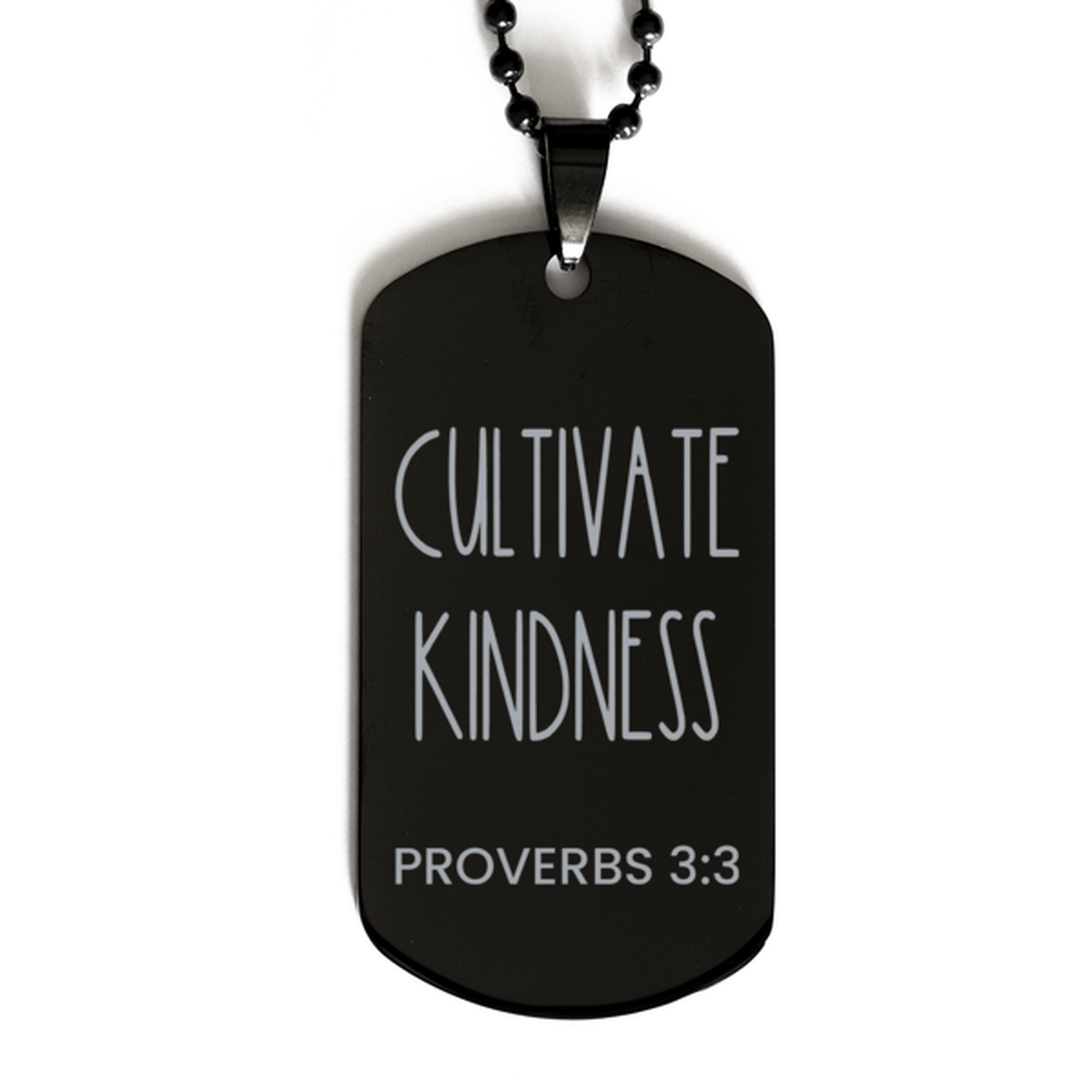 Cultivate Kindness, Proverbs 3:3 Necklace, Bible Verse Necklace, Christian Necklace, Easter Gift, Black Dog Tag, Gift for Christian