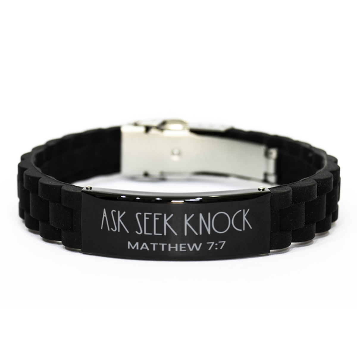 Ask Seek Knock, Matthew 7:7 Bracelet, Bible Verse Bracelet, Christian Bracelet, Easter Gift, Silicone Bracelet