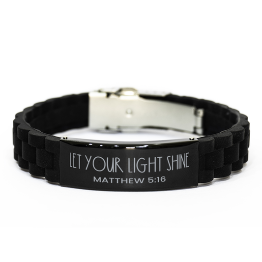 Let Your Light Shine, Matthew 5:16 Bracelet, Bible Verse Bracelet, Christian Bracelet, Easter Gift, Silicone Bracelet