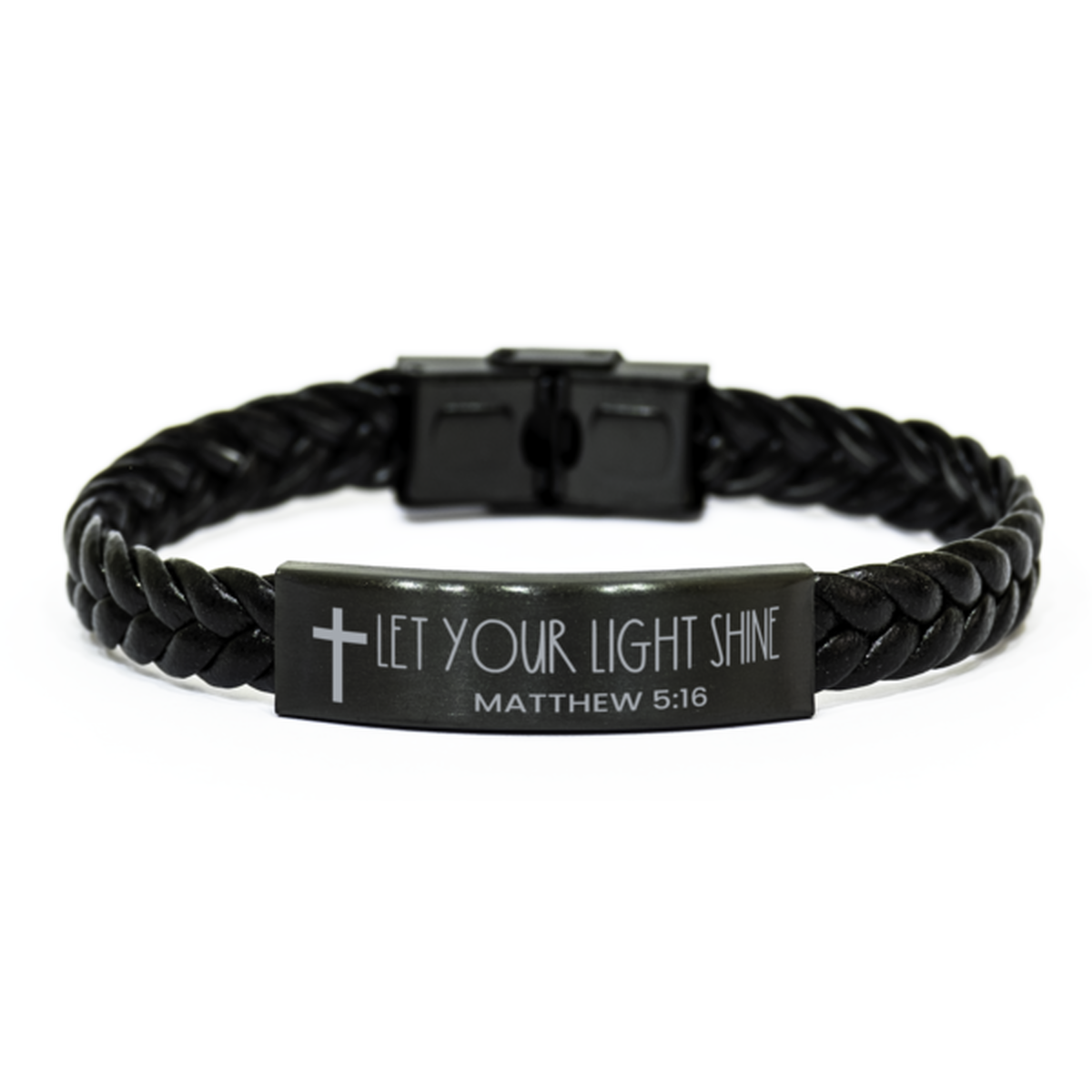 Let Your Light Shine, Matthew 5:16 Bracelet, Bible Verse Bracelet, Christian Bracelet, Easter Gift, Braided Leather Bracelet