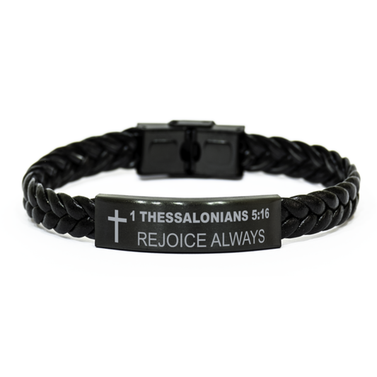 1 Thessalonians 5:16 Bracelet, Rejoice Always, Bible Verse Bracelet, Christian Bracelet, Braided Leather Bracelet, Easter Gift