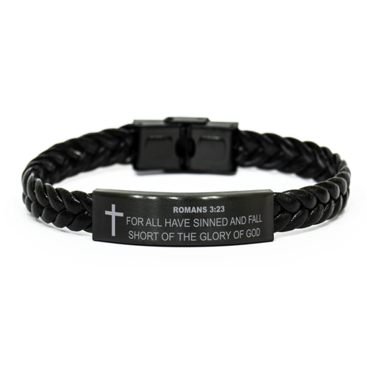 Romans 3:23 Bracelet, For All Have Sinned And Fall Short Of The Glory Of God, Bible Verse Bracelet, Christian Bracelet, Braided Leather Bracelet