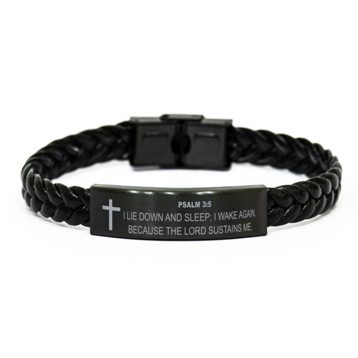 Psalm 3:5 Bracelet, The Lord Sustains Me, Bible Verse Bracelet, Christian Bracelet, Braided Leather Bracelet, Easter Gift