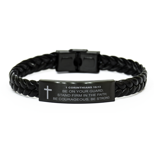 1 Corinthians 16:13 Bracelet, Be on Your Guard, Bible Verse Bracelet, Christian Bracelet, Braided Leather Bracelet, Easter Gift