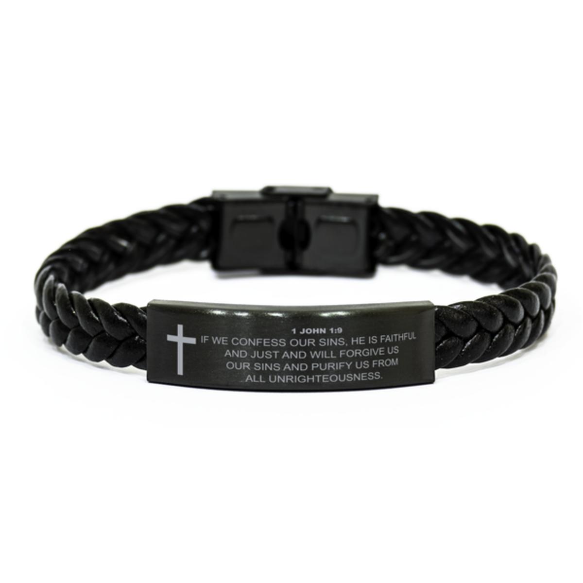 1 John 1:9 Bracelet, If We Confess Our Sins, Bible Verse Bracelet, Christian Bracelet, Braided Leather Bracelet, Easter Gift