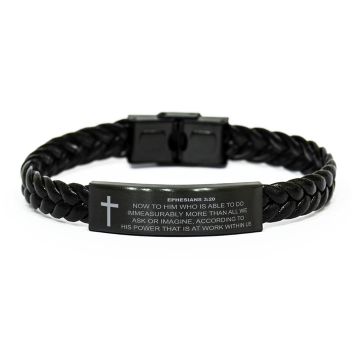 Ephesians 3:20 Bracelet, Now To Him Who Is Able To Do Immeasurably More, Bible Verse Bracelet, Christian Bracelet, Braided Leather Bracelet