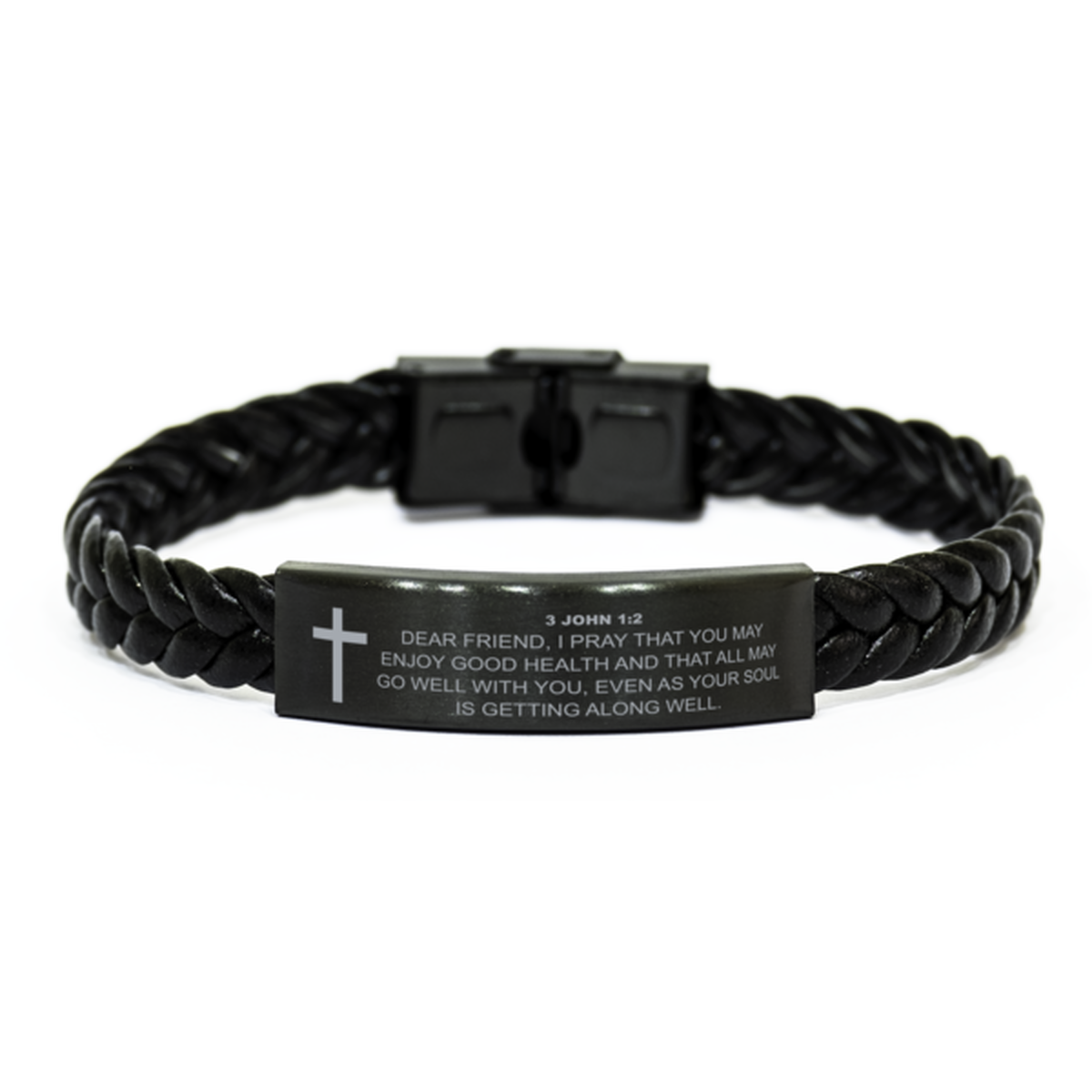 3 John 1:2 Bracelet, Dear Friend I Pray That You May Enjoy Good Health, Bible Verse Bracelet, Christian Bracelet, Braided Leather Bracelet