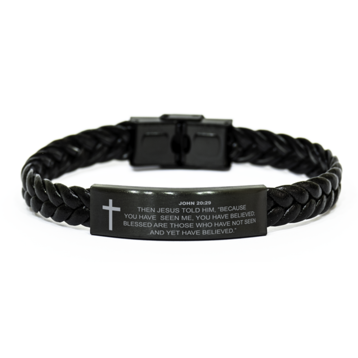 John 20:29 Bracelet, Blessed Are Those Who Have Not Seen And Yet Have Believed, Bible Verse Bracelet, Christian Bracelet, Braided Leather Bracelet